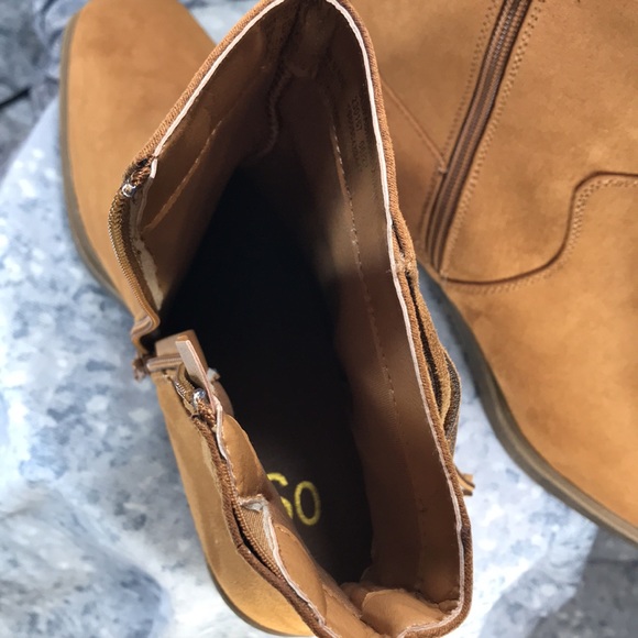 SO Oldfashion Cognac Western Stitch Fringe Zip Boots 2” Heels WMS 9.5M🌟NWT🌟 - Picture 6 of 16